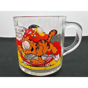 Garfield McDonalds 1978 Glass Mug With Odie & Skateboard